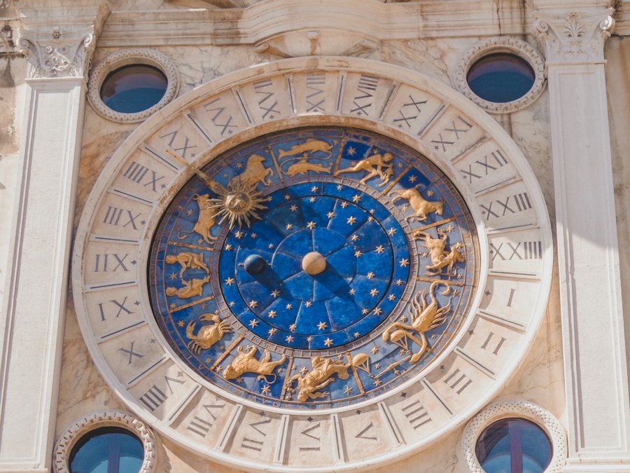 Astrological clock with zodiac