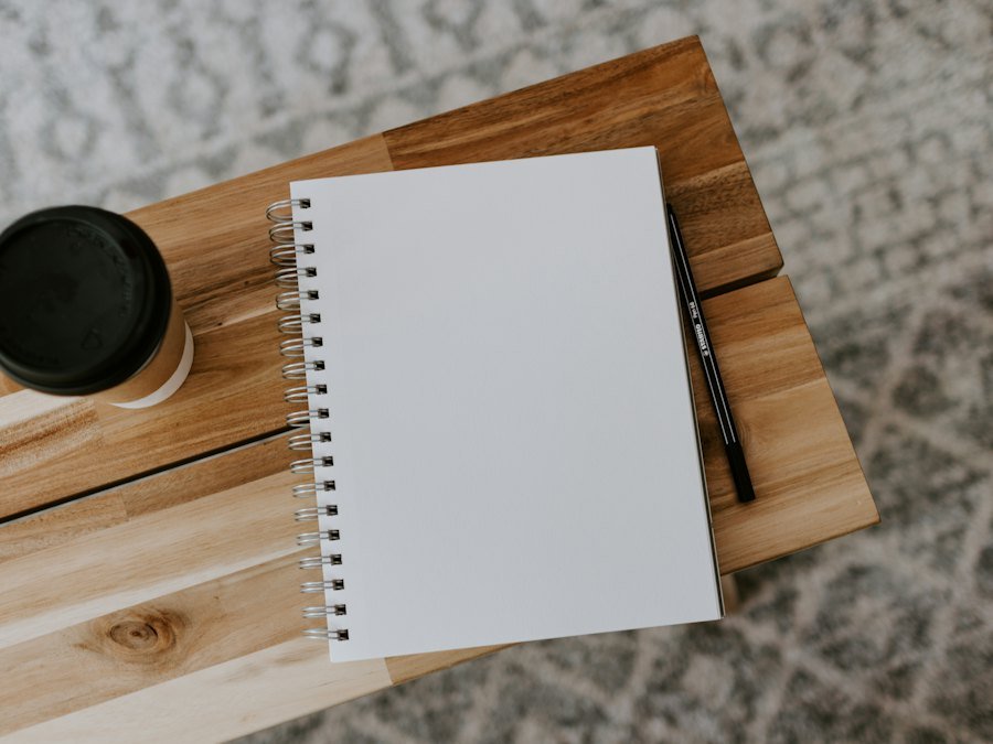 Notebook and coffee