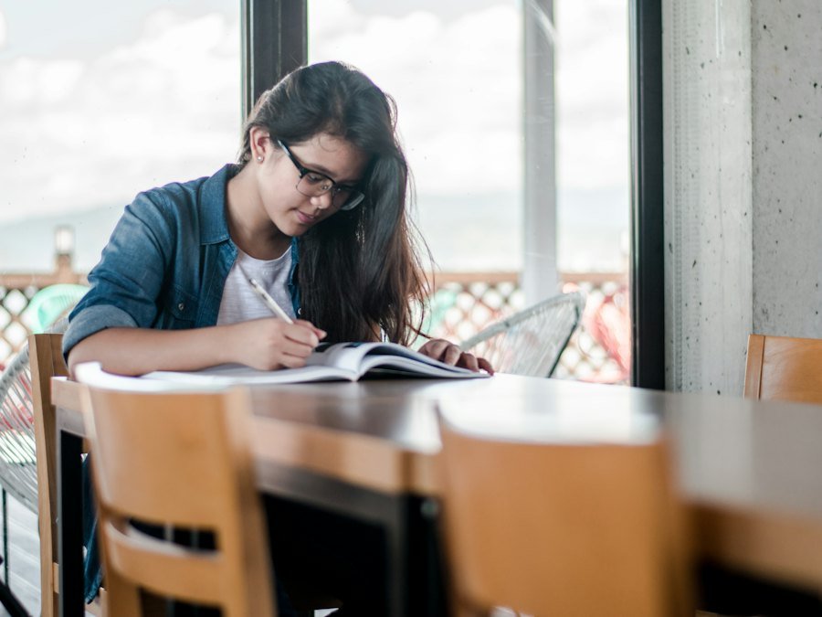 Student studying