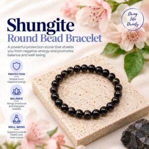 Shungite Round Bead Bracelet | Diving Into Divinity